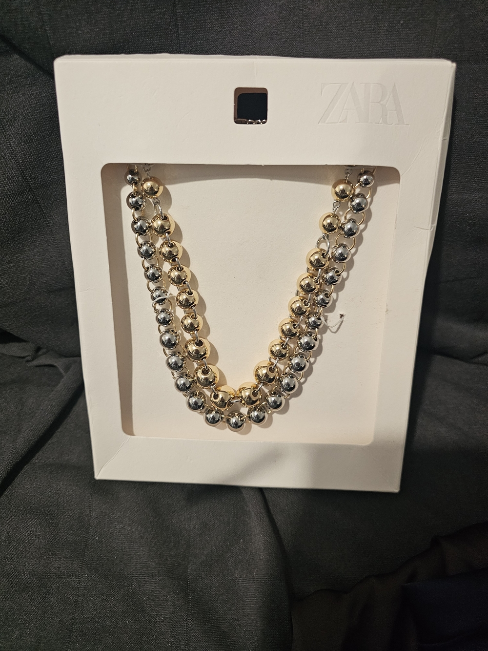 Zara Gold and Silver Layered Beaded Necklace